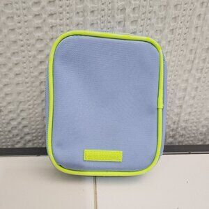 Drunk Elephant Zip Up Travel Pouch Bag Blue and Neon Green